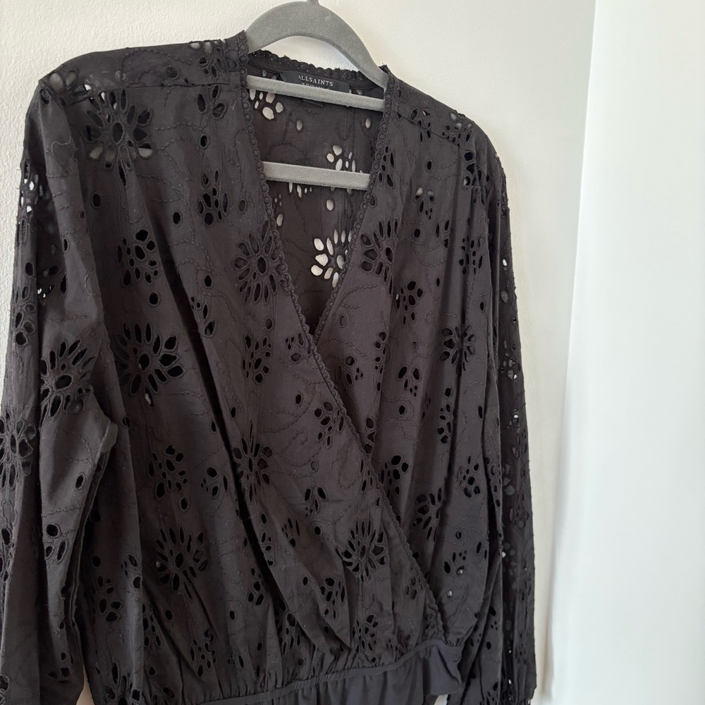 ALLSAINTS Amara Broderie Bodysuit In Black Size US 8 NWOT‎ - Picture 13 of 16